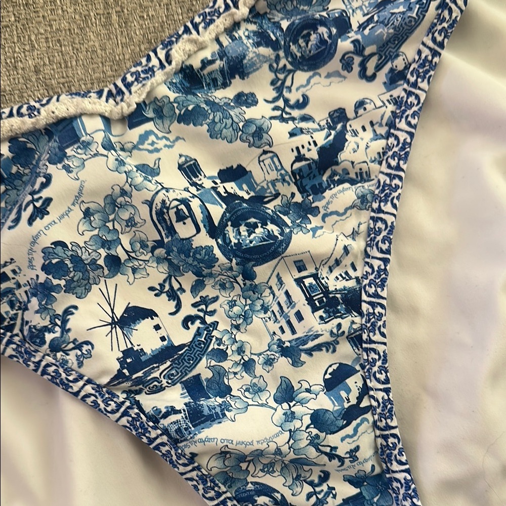 Blue and White Bikini Bottom - Picture 2 of 4